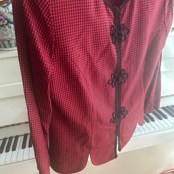 Jessica Howard Red and Black Houndstooth Jacket 12 - Picture 15 of 16